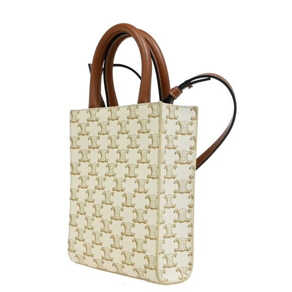 CELINE Mini Vertical Cabas 2Way Hand Bag Triomphe Canvas Leather WE BN - Picture 4 of 11